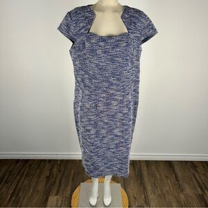 NWT Grace Karin Blue Tweed Midi Dress Size XXL